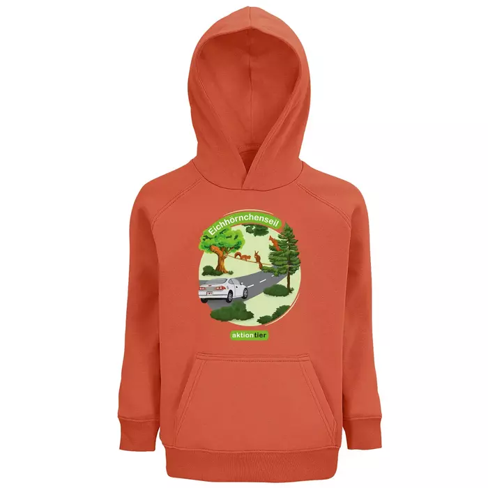 Sweatshirt mit Kapuze - Motiv "Eichhoernchenseil" - Farbe: "Burnt Orange" (403) Sweatshirt mit Kapuze - Motiv "Eichhoernchenseil" - Farbe: "Burnt Orange" (403)