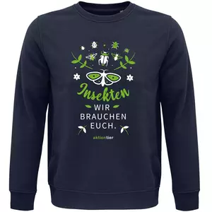 Sweatshirt Rundhals – Motiv: "Insekten wir brauchen euch" – Farbe: French Navi (319)