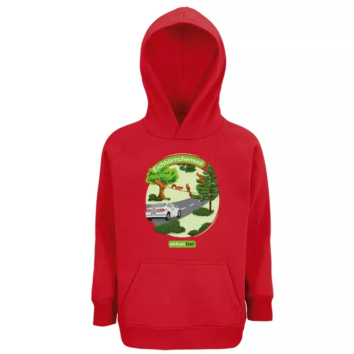Sweatshirt mit Kapuze - Motiv "Eichhoernchenseil" - Farbe: "Rot" (145) Sweatshirt mit Kapuze - Motiv "Eichhoernchenseil" - Farbe: "Rot" (145)