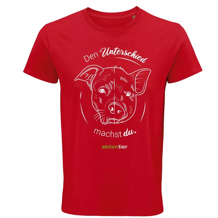 Herren Rundhals T-Shirt – Motiv "Den Unterschied machst du" – Farbe "Rot" (145) 