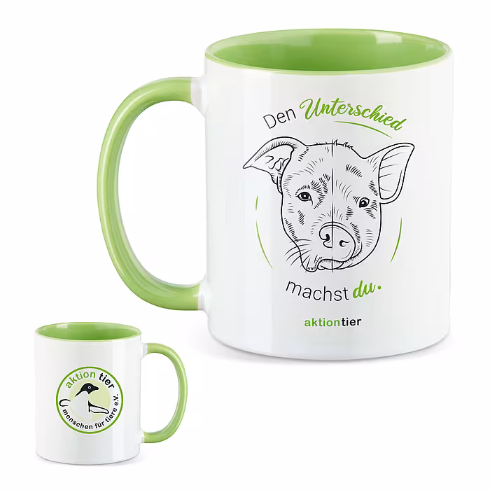 aktion tier Tasse – Motiv: "Den Unterschied machst du" – Farbe: "Hellgrün"