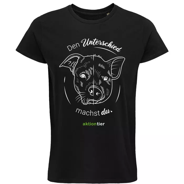 Herren Rundhals T-Shirt – Motiv "Den Unterschied machst du" – Farbe "Deep Black" (309)
