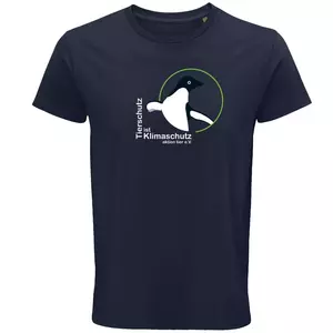 Herren Rundhals T-Shirt – Motiv "Tierschutz ist Klimaschutz" – Farbe "French Navy" (319)