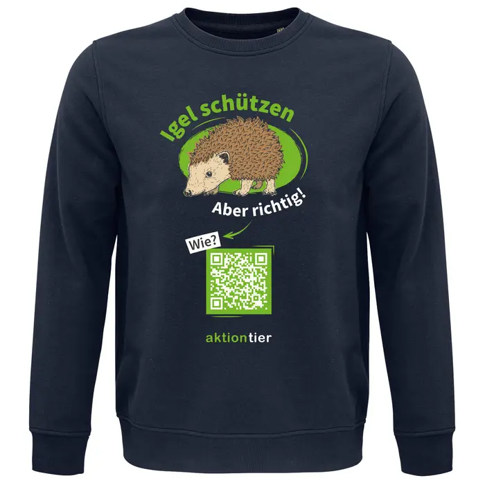 Sweatshirt Rundhals – Motiv "Igeln helfen aber richtig" – Farbe "French Navy"