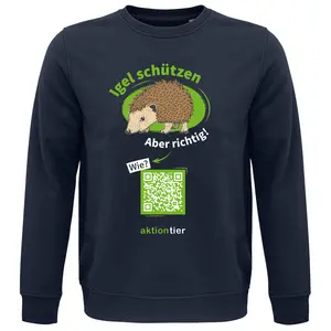 Sweatshirt Rundhals – Motiv "Igeln helfen aber richtig" – Farbe "French Navy"