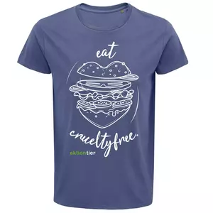 Herren Rundhals T-Shirt – Motiv "Eat Crueltyfree" – Farbe "Denim" (244)