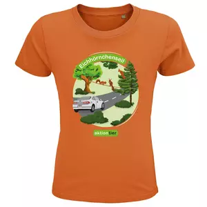  Kinder Rundhals-T-Shirt – Motiv "Eichhoernchenseil" – Farbe "Orange"(400)