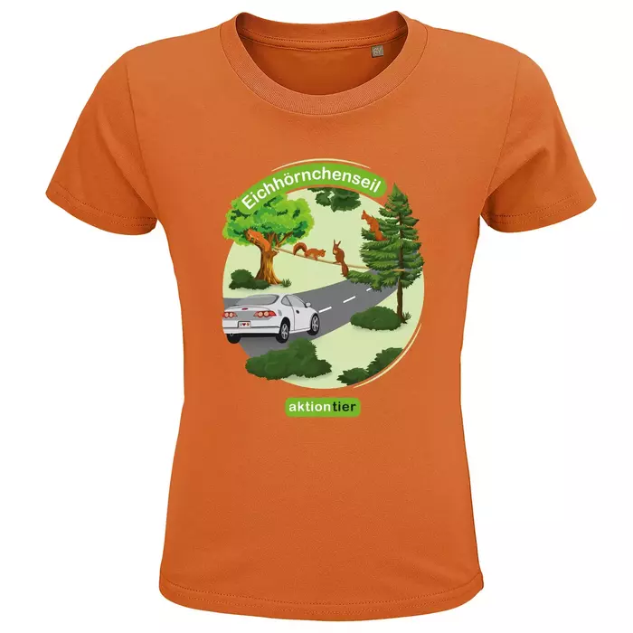 Kinder Rundhals-T-Shirt – Motiv "Eichhoernchenseil" – Farbe "Orange"(400) Kinder Rundhals-T-Shirt – Motiv "Eichhoernchenseil" – Farbe "Orange"(400)