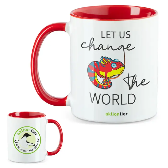 aktion tier Tasse – Motiv: "Chamäleon " – Farbe: "Rot"