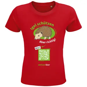 Kinder Rundhals-T-Shirt – Motiv "Igeln helfen aber richtig" – Farbe: "Rot"