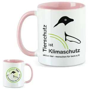 aktion tier Tasse – Motiv: "Tierschutz ist Klimaschutz" – Farbe: "Rosa"