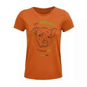 Damen Rundhals T-Shirt – Motiv "Den Unterschied machst du" – Farbe "Orange" (400)