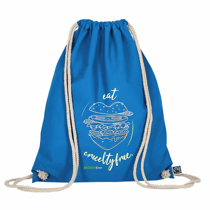 Turnbeutel – Motiv: "Eat Cruelty Free" – Farbe: "Hellblau"
