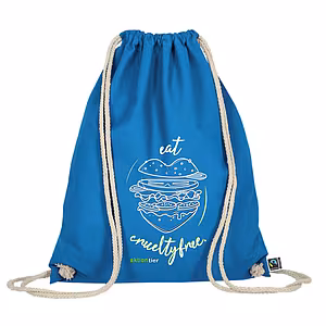 Turnbeutel – Motiv: "Eat Cruelty Free" – Farbe: "Hellblau"