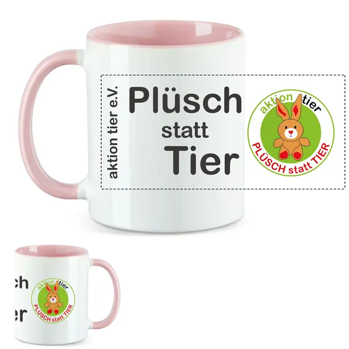 aktion tier Tasse – Motiv: "Plüsch statt Tier" – Farbe: "Rosa"