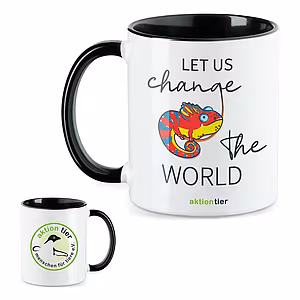 aktion tier Tasse – Motiv: "Chamäleon" – Farbe: "Schwarz"