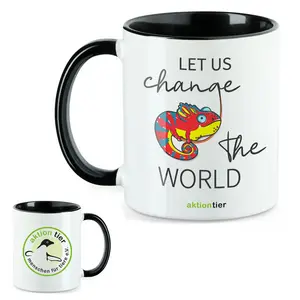 aktion tier Tasse – Motiv: "Chamäleon " – Farbe: "Schwarz"
