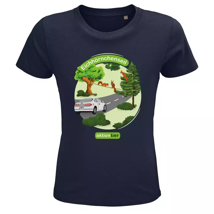Kinder Rundhals-T-Shirt – Motiv "Eichhoernchenseil" – Farbe "French Navy"(319) Kinder Rundhals-T-Shirt – Motiv "Eichhoernchenseil" – Farbe "French Navy"(319)