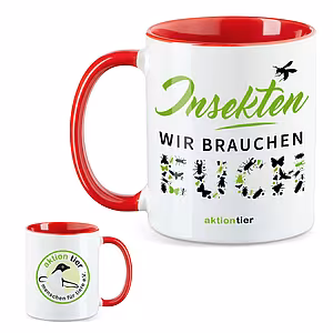 aktion tier Tasse – Motiv: "Insekten wir brauchen euch" Biene – Farbe: "Rot"