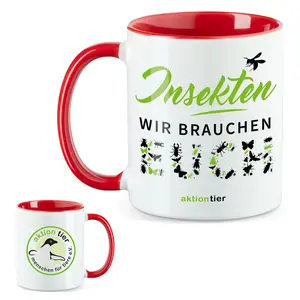 aktion tier Tasse – Motiv: "Insekten, wir brauchen euch" – Farbe: "Rot"
