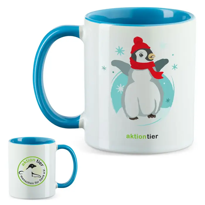 aktion tier Tasse – Motiv: "Winterpingi" – Farbe: "Hellblau" aktion tier Tasse – Motiv: "Winterpingi" – Farbe: "Hellblau"