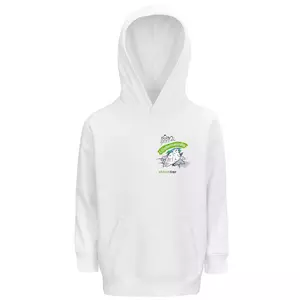 Kinder Sweatshirt mit Kapuze – Motiv "Taube" – Farbe: "white-102"