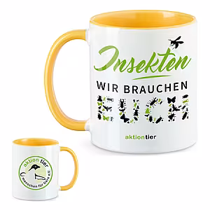aktion tier Tasse – Motiv: "Insekten wir brauchen euch" Biene – Farbe: "Goldgelb"