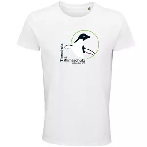 Herren Rundhals T-Shirt – Motiv "Tierschutz ist Klimaschutz" – Farbe "White" (102)