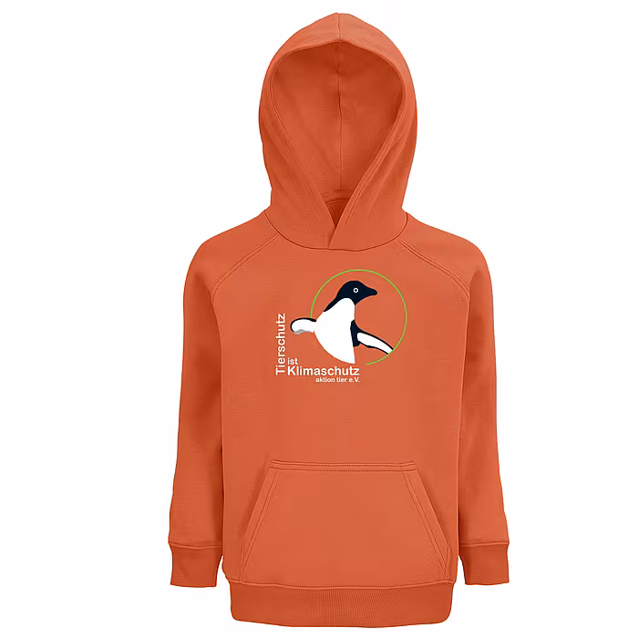 Kinder Hoodie - Motiv "Tierschutz ist Klimaschutz", Farbe: Orange