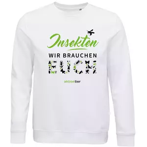 Sweatshirt Rundhals – Motiv "Insekten wir brauchen euch" – Farbe "White" (102)
