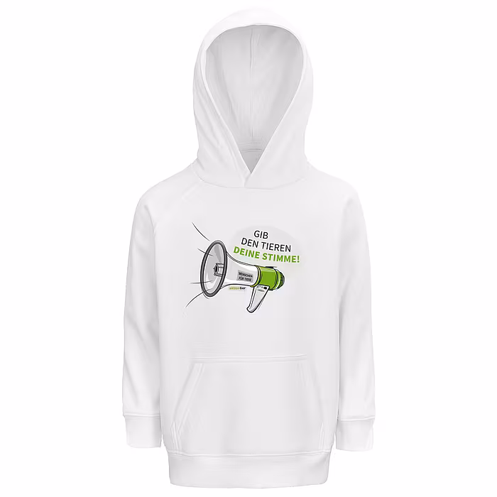 Kinder Hoodie - Motiv "Megaphon", Farbe: Weiß