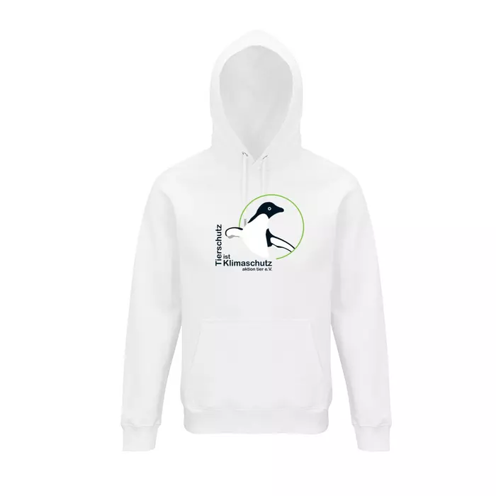  Sweatshirt mit Kapuze – Motiv "Tierschutz ist Klimaschutz" – Farbe "White" (102) 