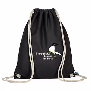 Turnbeutel – Motiv: "Tierschutz beginnt im Kopf" – Farbe: "Schwarz"