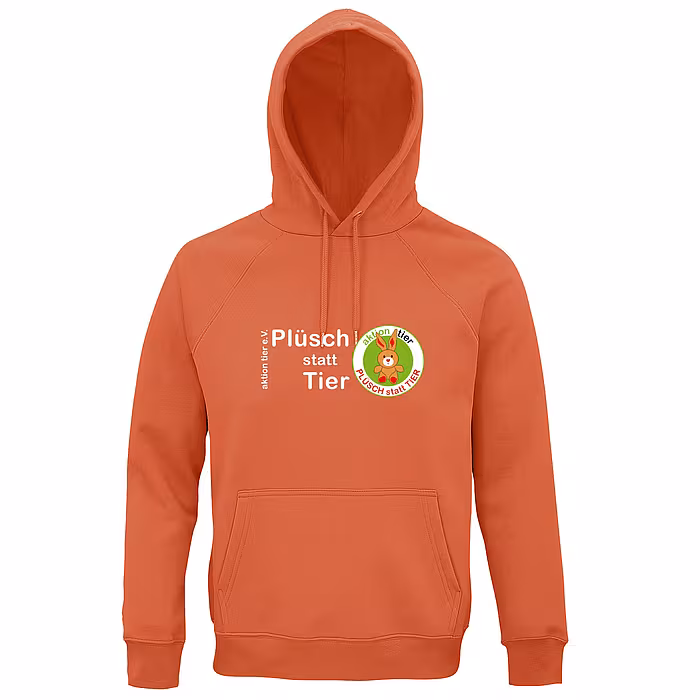 Hoodie – Motiv: "Plüsch statt Tier" - Farbe: Orange