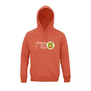 Sweatshirt mit Kapuze – Motiv "Plüsch statt Tier" – Farbe "Burnt Orange" (403)