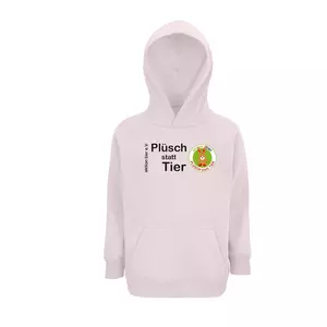 Kinder-Sweatshirt mit Kapuze – Motiv "Plüsch statt Tier" –Farbe "Pale Pink" (141) 