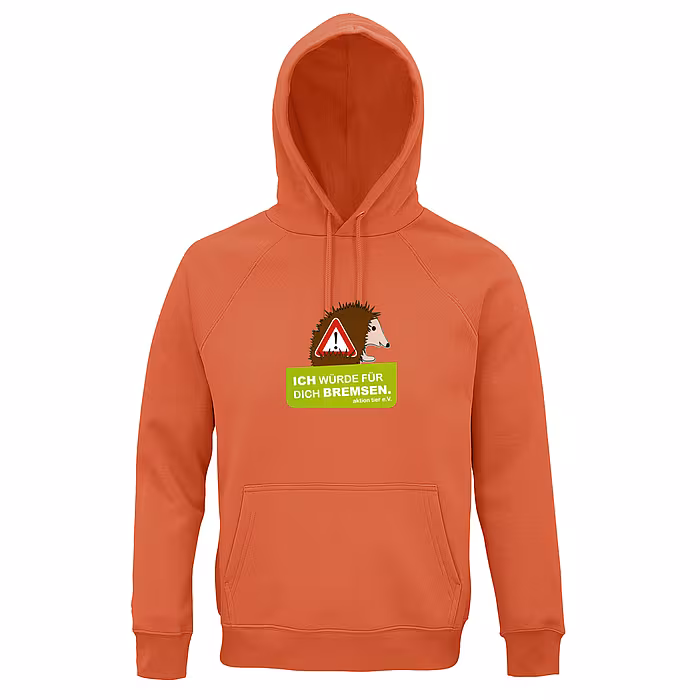 Hoodie – Motiv: Igel "Ich würde für dich bremsen" - Farbe: Orange