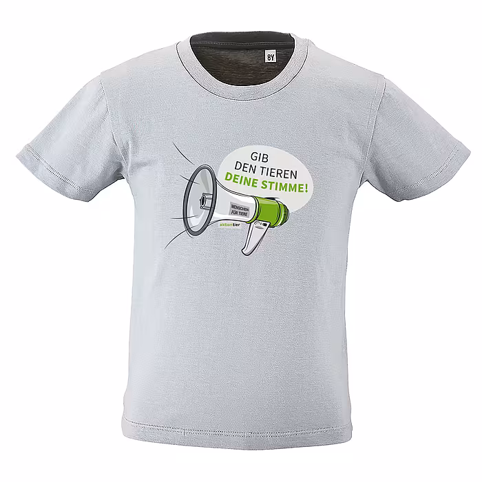Kinder Rundhals T-Shirt - Motiv "Megaphon", Farbe: Grey Melange