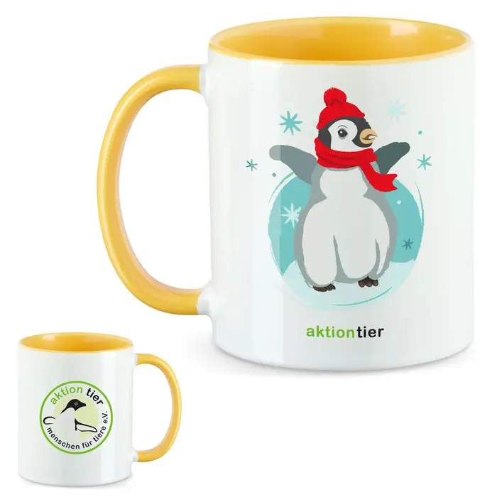 aktion tier Tasse – Motiv: "Winterpingi" – Farbe: "Goldgelb" aktion tier Tasse – Motiv: "Winterpingi" – Farbe: "Goldgelb"