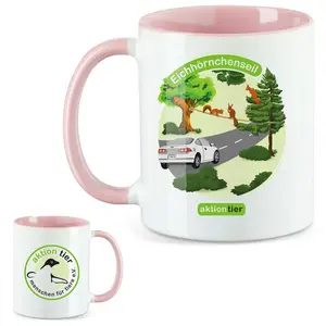 aktion tier Tasse – Motiv: "Eichhoernchenseil" – Farbe: "pink"