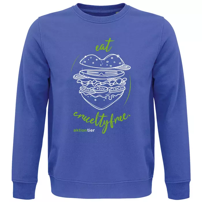 Sweatshirt Rundhals – Motiv "Eat Crueltyfree" – Farbe "Royal Blue" (241) 