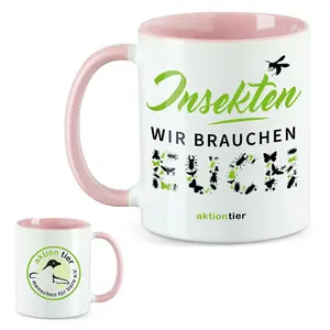 aktion tier Tasse – Motiv: "Insekten, wir brauchen euch" – Farbe: "Rosa"
