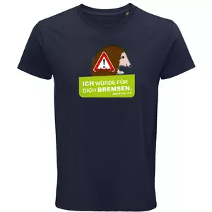 Herren Rundhals T-Shirt – Motiv "Igelschutz" – Farbe "French Navy" (319)