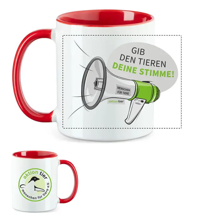 aktion tier Tasse – Motiv: "Megaphon" – Farbe: "Rot"