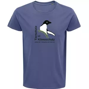 Herren Rundhals T-Shirt – Motiv "Tierschutz ist Klimaschutz" – Farbe "Denim" (244)