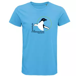Herren Rundhals T-Shirt – Motiv "Tierschutz ist Klimaschutz" – Farbe "Aqua" (321) 