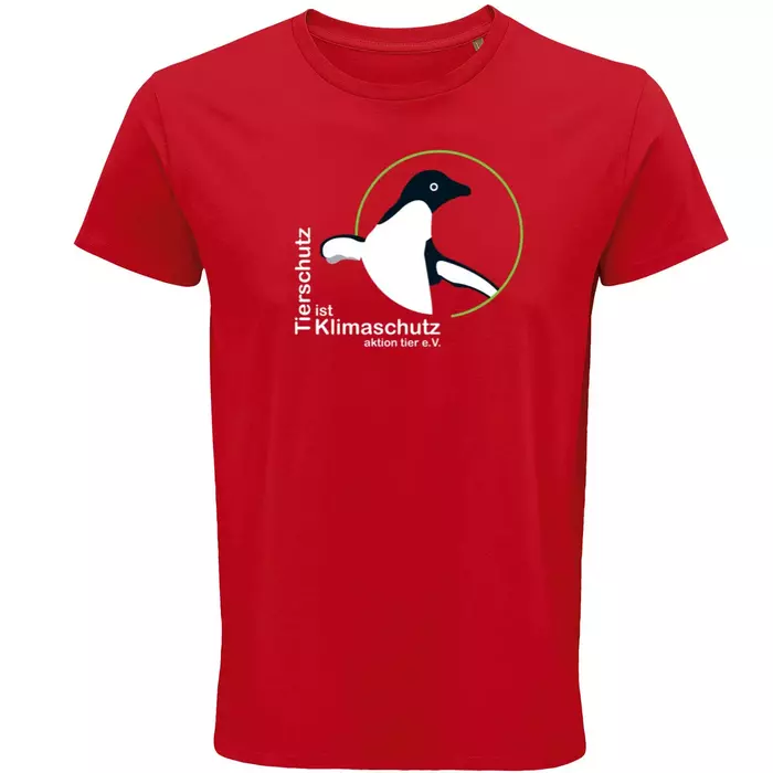 Herren Rundhals T-Shirt – Motiv "Tierschutz ist Klimaschutz" – Farbe "Rot" (145) Herren Rundhals T-Shirt – Motiv "Tierschutz ist Klimaschutz" – Farbe "Rot" (145)