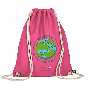 Turnbeutel – Motiv: "Weltkugel" – Farbe: "Pink"