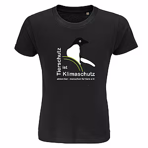 Kinder Rundhals T-Shirt - Motiv "Tierschutz ist Klimaschutz", Farbe: Deep Black