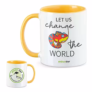 aktion tier Tasse – Motiv: "Chamäleon" – Farbe: "Goldgelb"